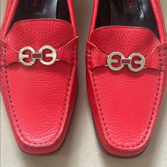 Escada Red Leather Loafers - Picture 3 of 9